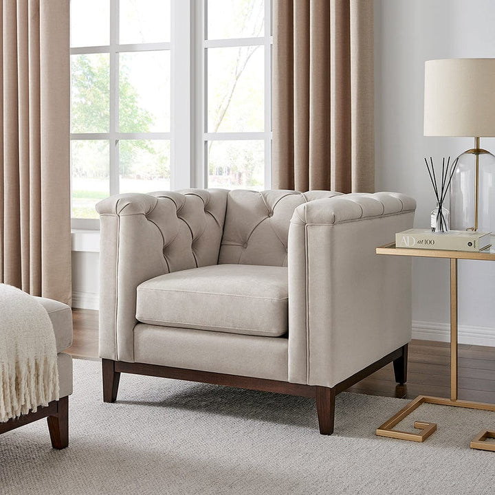 Javier Chesterfield Armchair - Stone