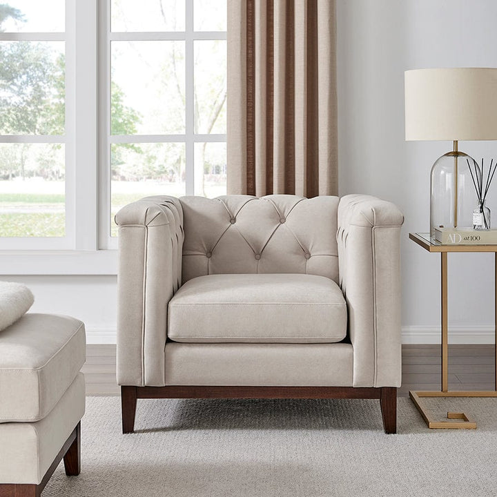 Javier Chesterfield Armchair - Stone