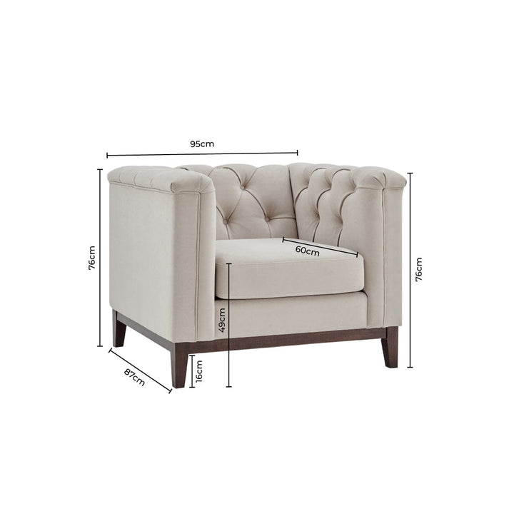 Javier Chesterfield Armchair - Stone