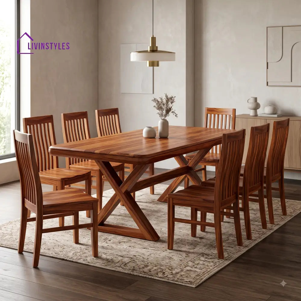 Chetan Premium Solid Wood 8 Seater Dining Table Set