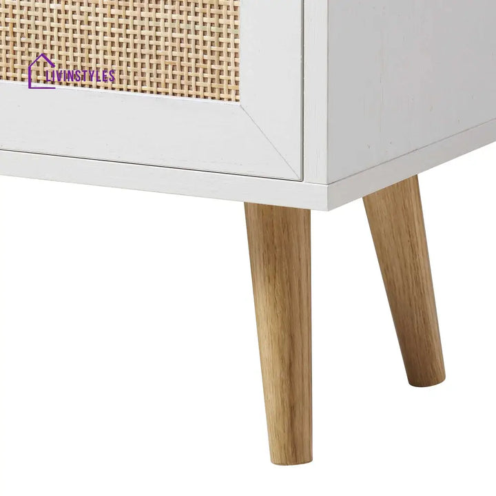 Frances Woven Rattan Bookcase with Doors White Bookcases & Shelves