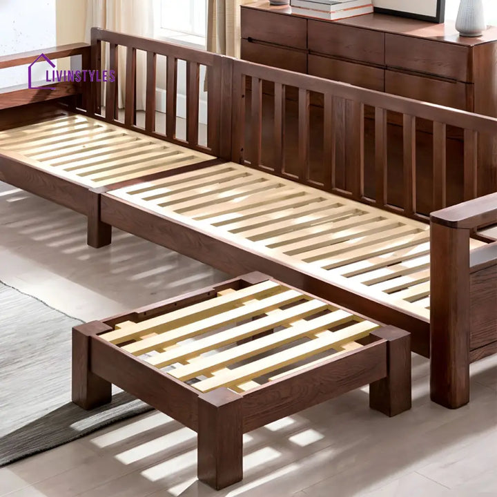 Chhavi Solid Wood L Shaped Sofa Set for Living Room