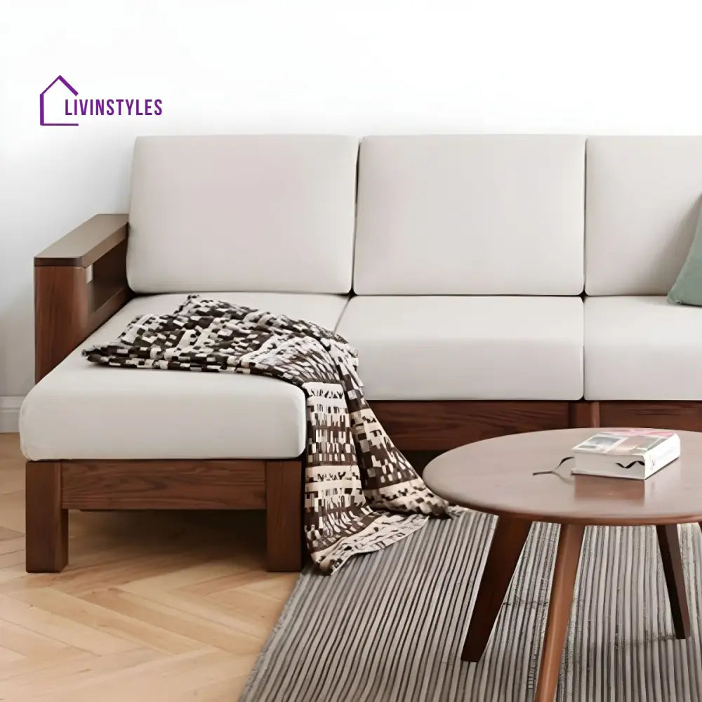 Chhavi Solid Wood L Shaped Sofa Set for Living Room