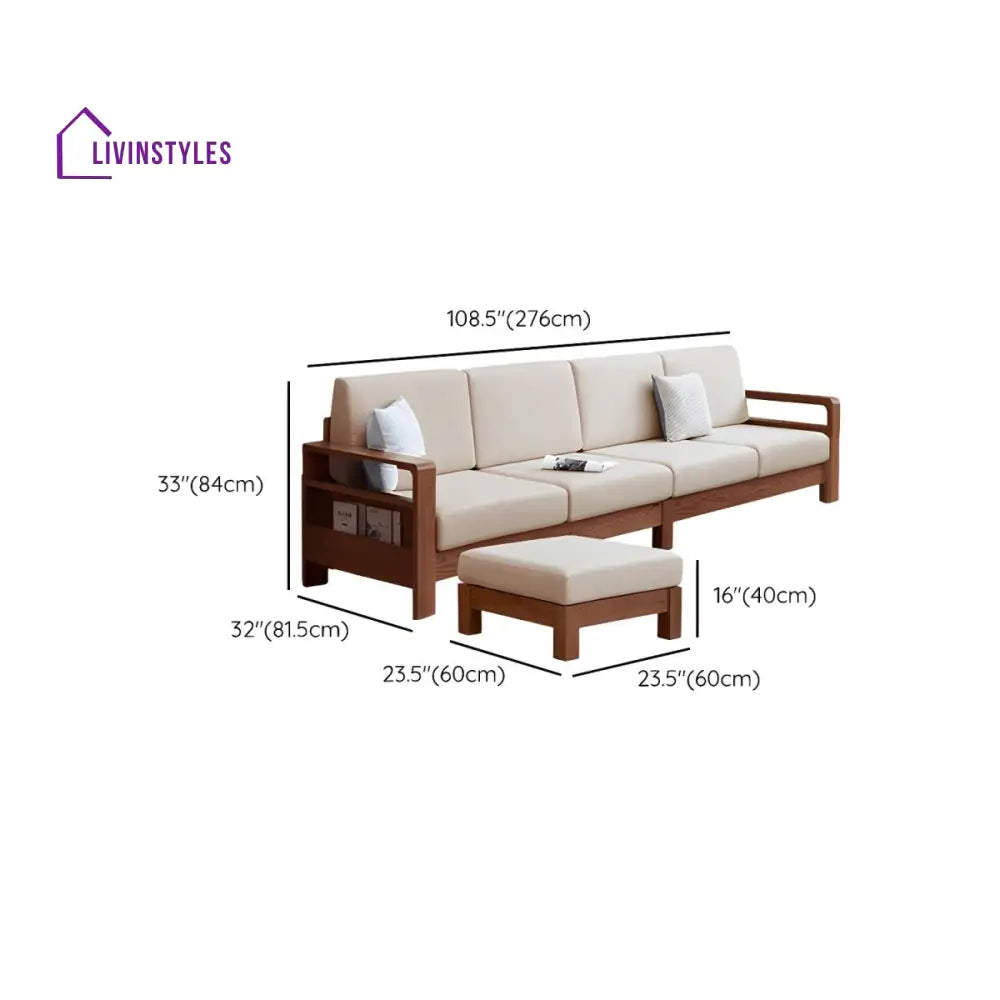 Chhavi Solid Wood L Shaped Sofa Set for Living Room