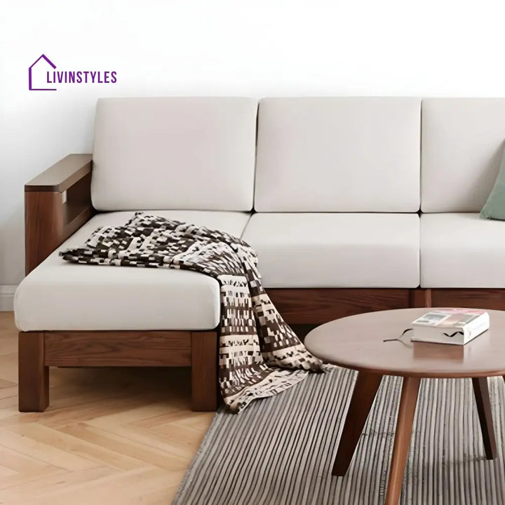 Chhavi Solid Wood L Shaped Sofa Set for Living Room
