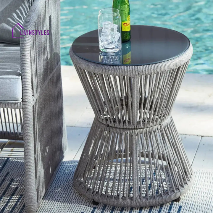Chhaya Outdoor 3 Piece Rope Patio Sofa Set (Grey) - Patio Sofa Set