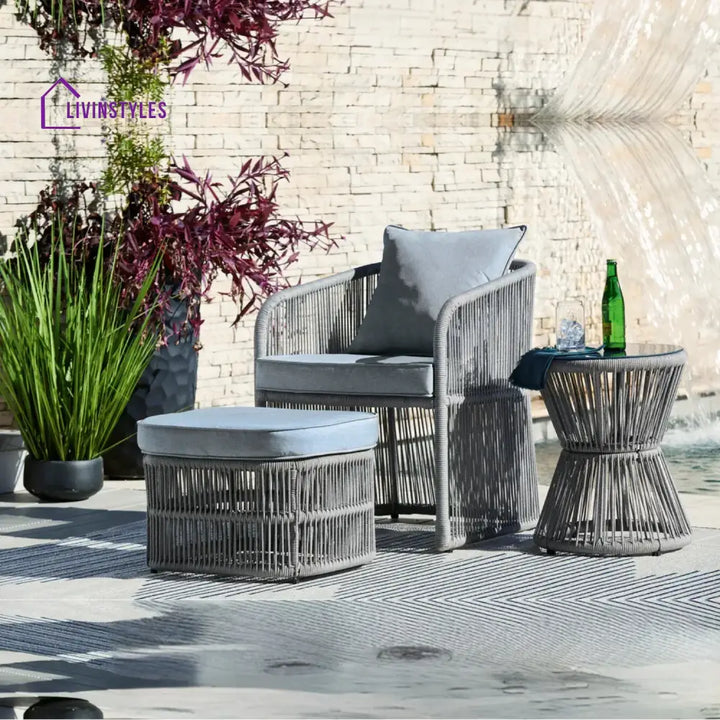 Chhaya Outdoor 3 Piece Rope Patio Sofa Set (Grey) - Patio Sofa Set