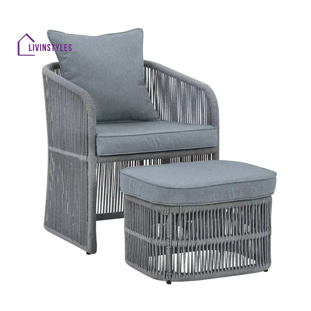 Chhaya Outdoor 3 Piece Rope Patio Sofa Set (Grey) - Patio Sofa Set