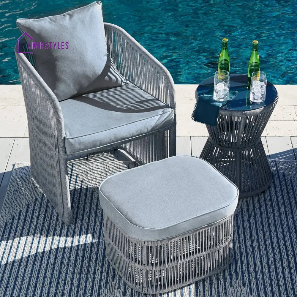 Chhaya Outdoor 3 Piece Rope Patio Sofa Set (Grey) - Patio Sofa Set