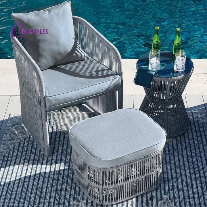 Chhaya Outdoor 3 Piece Rope Patio Sofa Set (Grey) - Patio Sofa Set
