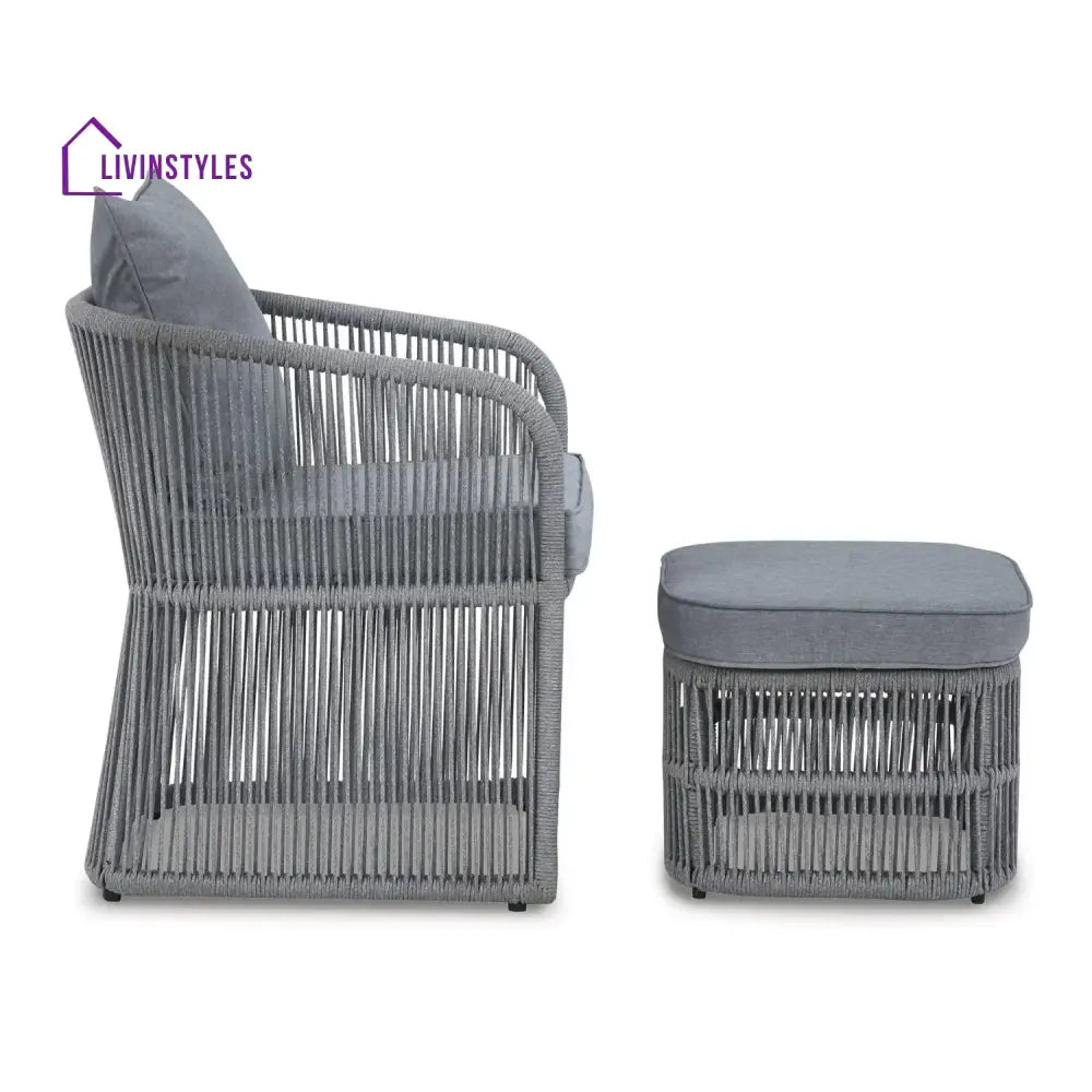 Chhaya Outdoor 3 Piece Rope Patio Sofa Set (Grey) - Patio Sofa Set