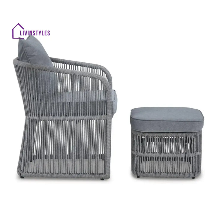 Chhaya Outdoor 3 Piece Rope Patio Sofa Set (Grey) - Patio Sofa Set