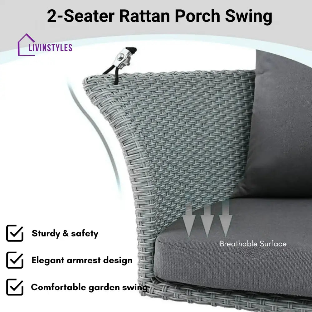 Chidinma Outdoor Rattan Wicker Hanging Swing Chair with Cushion - Swing