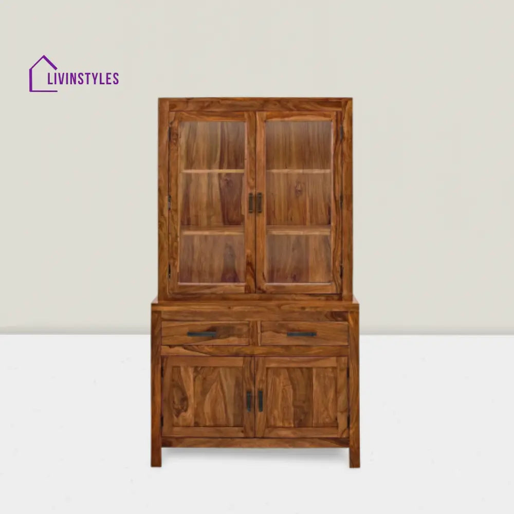 Chiku Crockery Cabinet | Kitchen Cabinet (Honey Finish)
