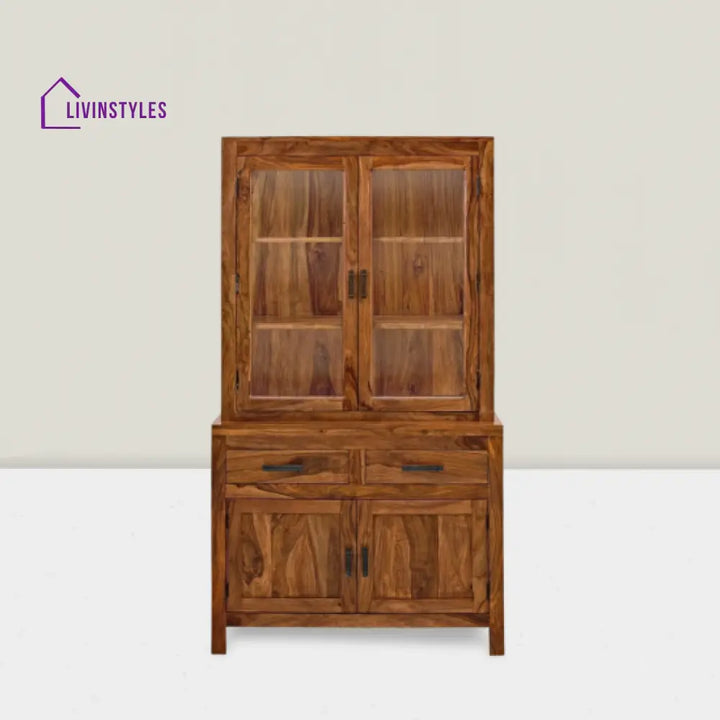 Chiku Crockery Cabinet | Kitchen Cabinet (Honey Finish)