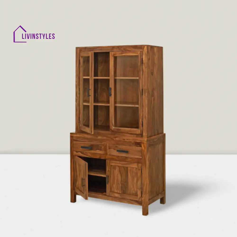 Chiku Crockery Cabinet | Kitchen Cabinet (Honey Finish)