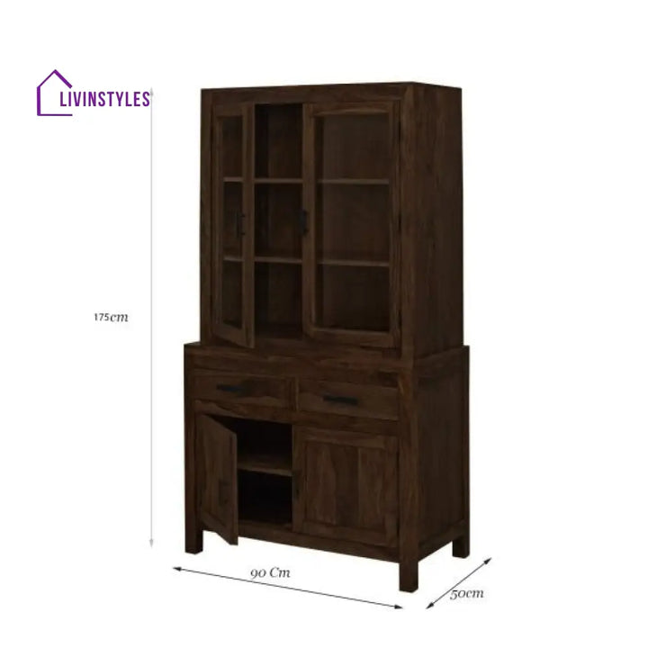 Chiku Crockery Cabinet | Kitchen Cabinet (Walnut Finish)