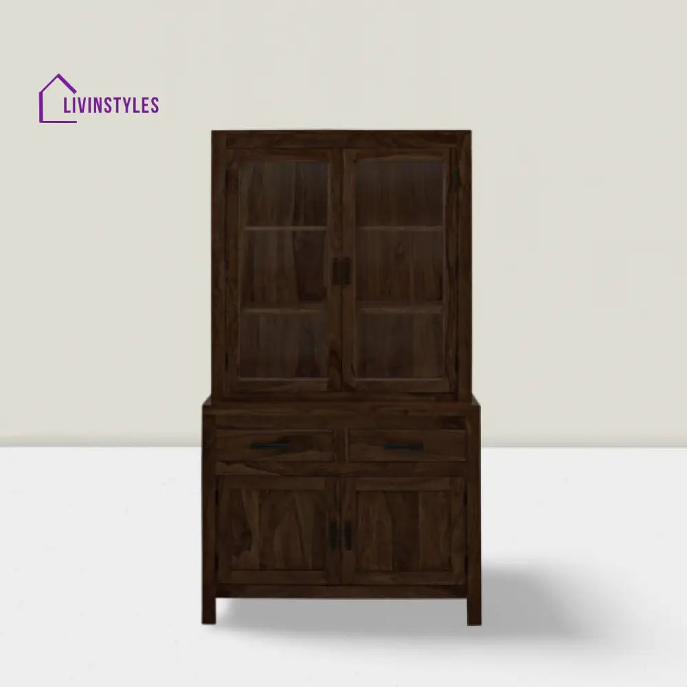 Chiku Crockery Cabinet | Kitchen Cabinet (Walnut Finish)
