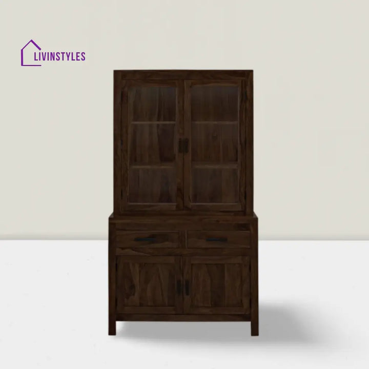 Chiku Crockery Cabinet | Kitchen Cabinet (Walnut Finish)