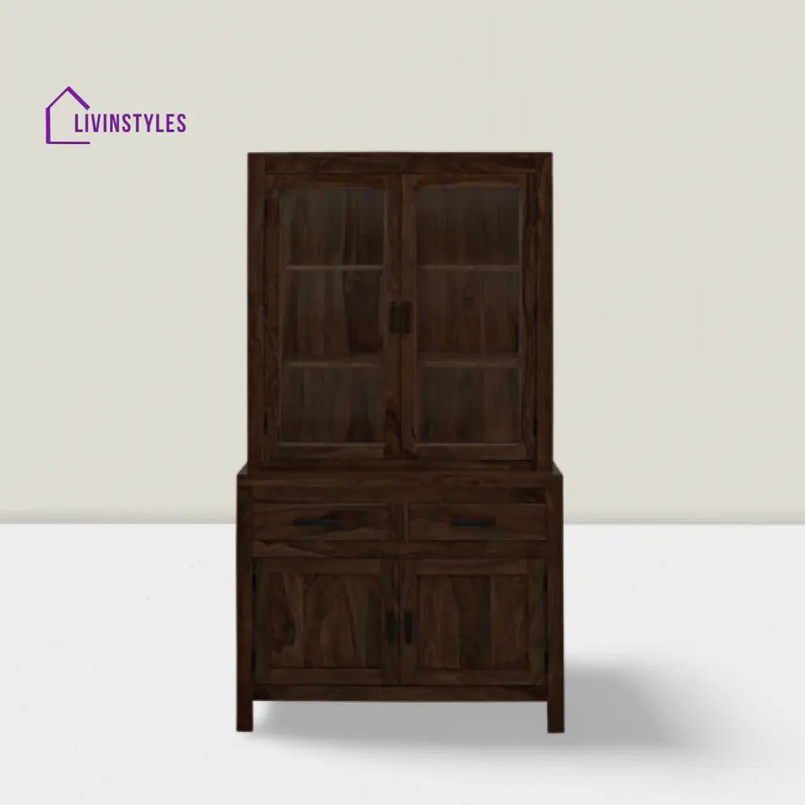 Chiku Crockery Cabinet | Kitchen Cabinet (Walnut Finish)