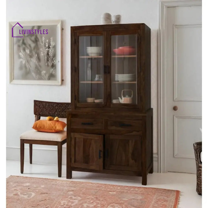 Chiku Crockery Cabinet | Kitchen Cabinet (Walnut Finish)
