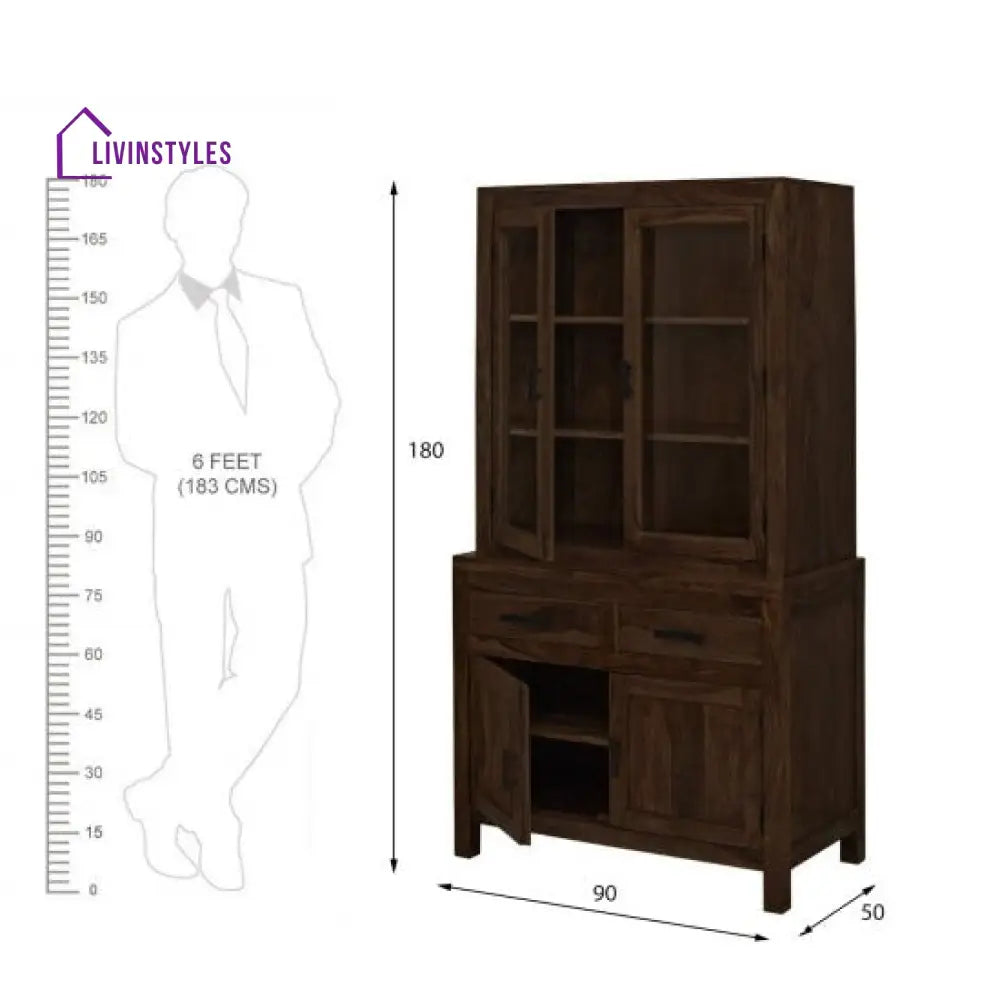 Chiku Crockery Cabinet | Kitchen Cabinet (Walnut Finish)
