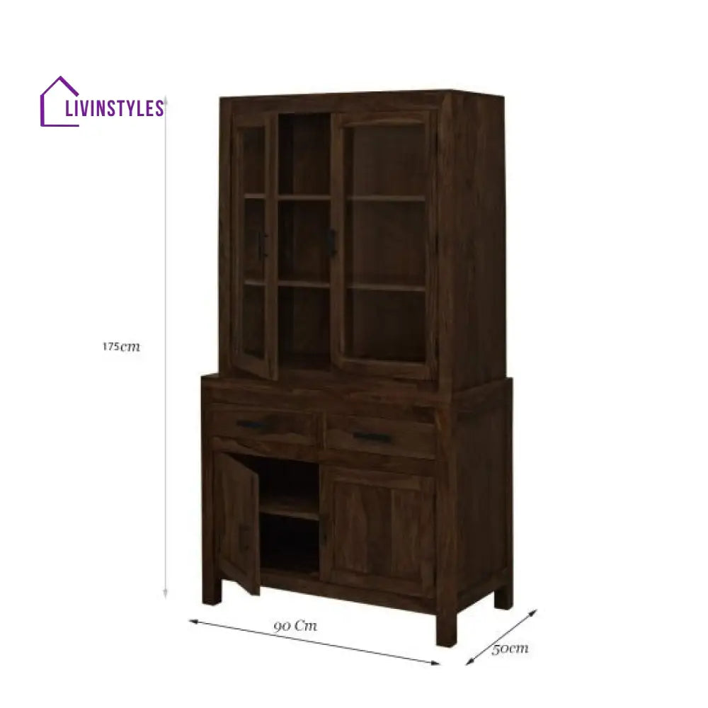 Chiku Crockery Cabinet | Kitchen Cabinet (Walnut Finish)