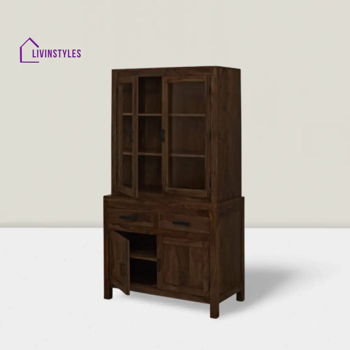 Chiku Crockery Cabinet | Kitchen Cabinet (Walnut Finish)