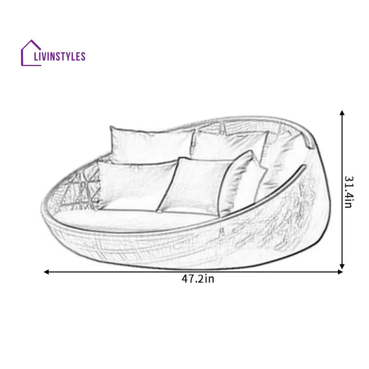 Chiku Outdoor Poolside Sunbed With Cushion Daybed (White)