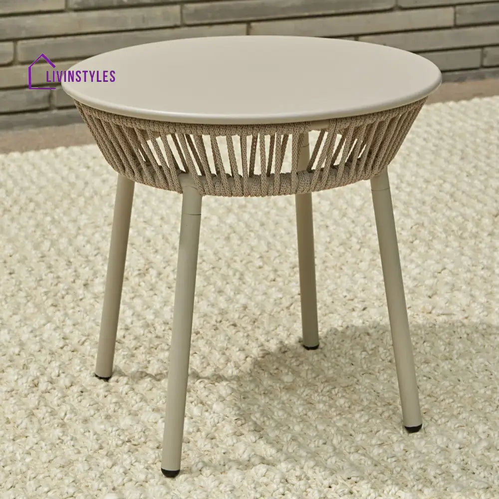 Chimp Outdoor Patio Seating Set 2 Chairs and 1 Table Set (Cream) Braided & Rope - Coffee Table Sets