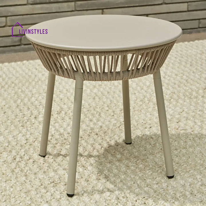 Chimp Outdoor Patio Seating Set 2 Chairs and 1 Table Set (Cream) Braided & Rope - Coffee Table Sets