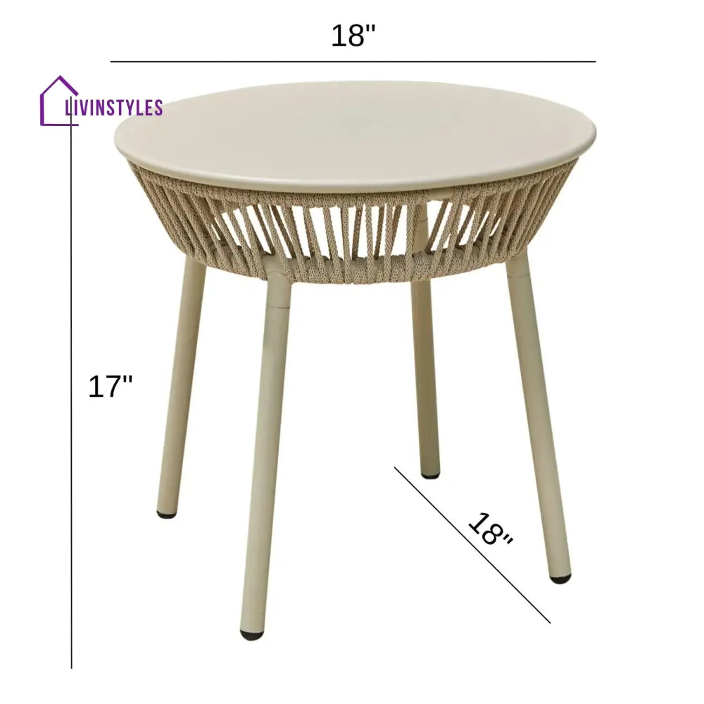 Chimp Outdoor Patio Seating Set 2 Chairs and 1 Table Set (Cream) Braided & Rope - Coffee Table Sets
