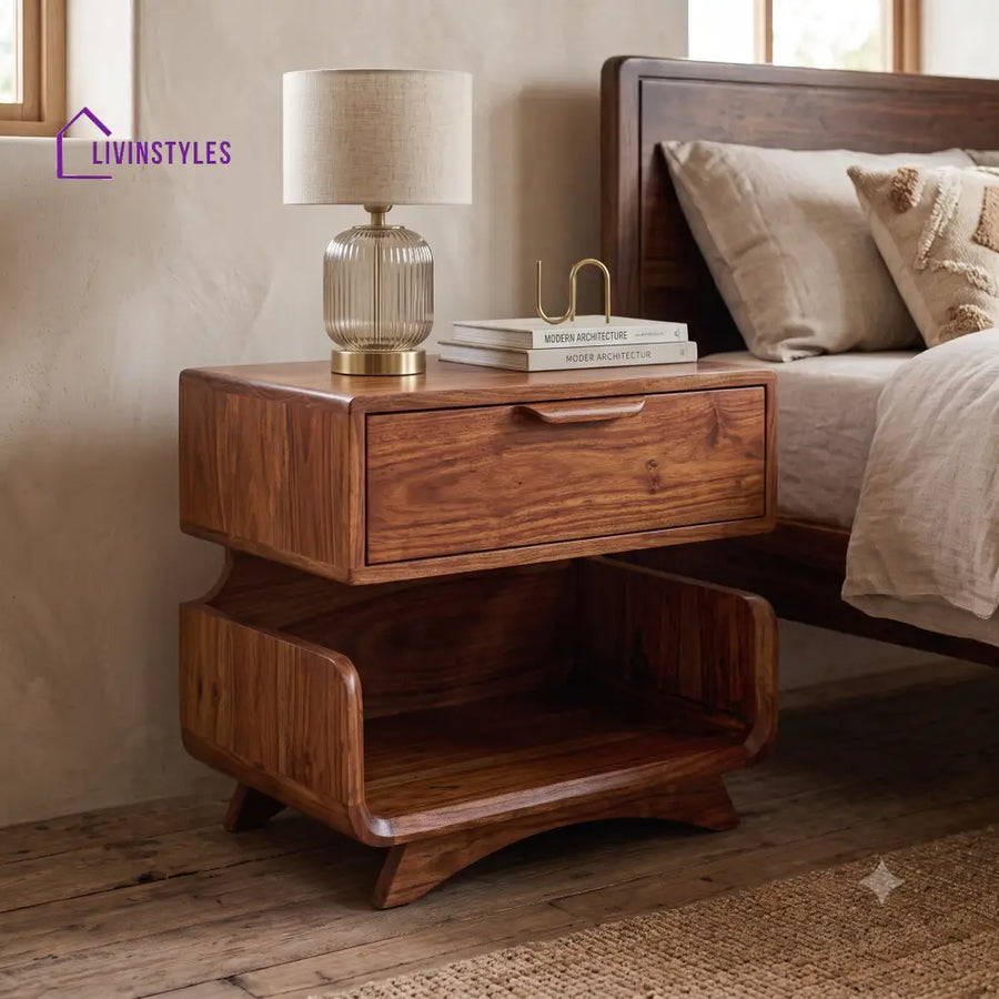Chinasa Premium Wooden Bedside Table | Side Table for Bedroom