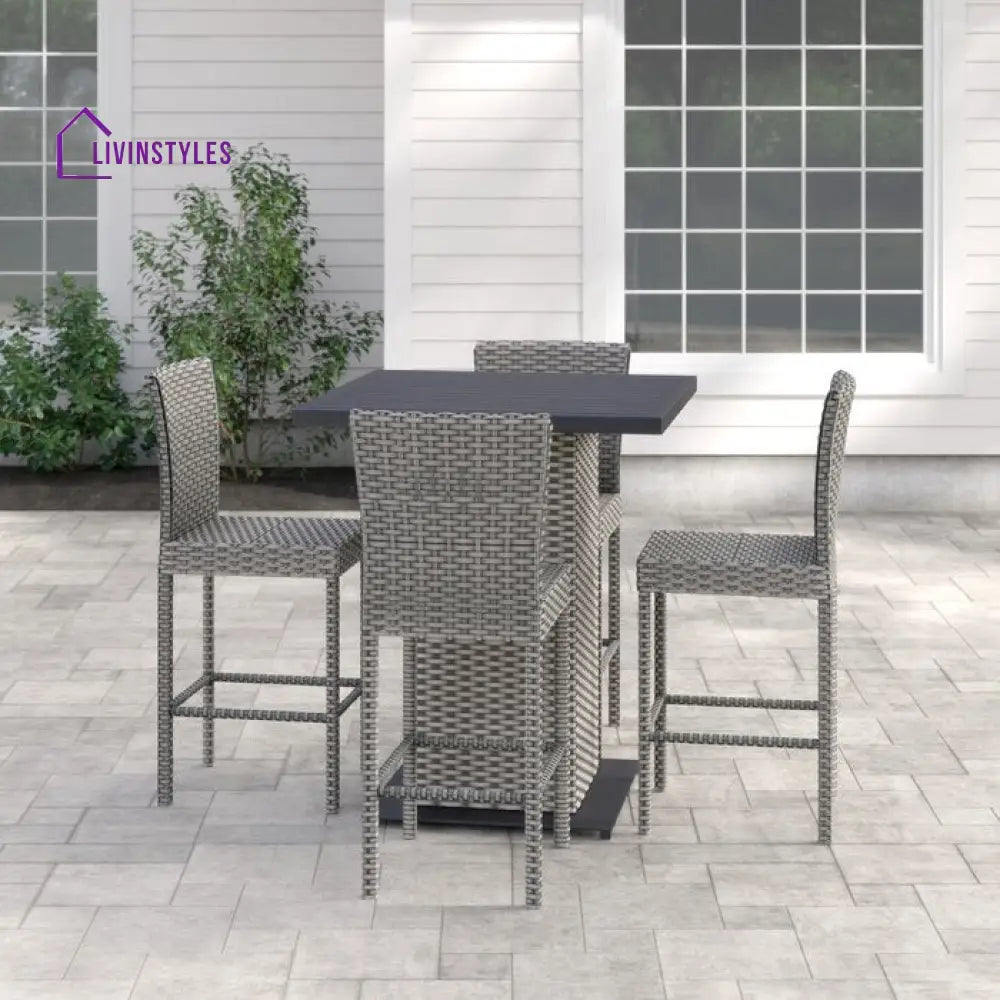 Chino Outdoor Patio Bar Sets 4 Chairs and 1 Table (Silver) - Bar Sets