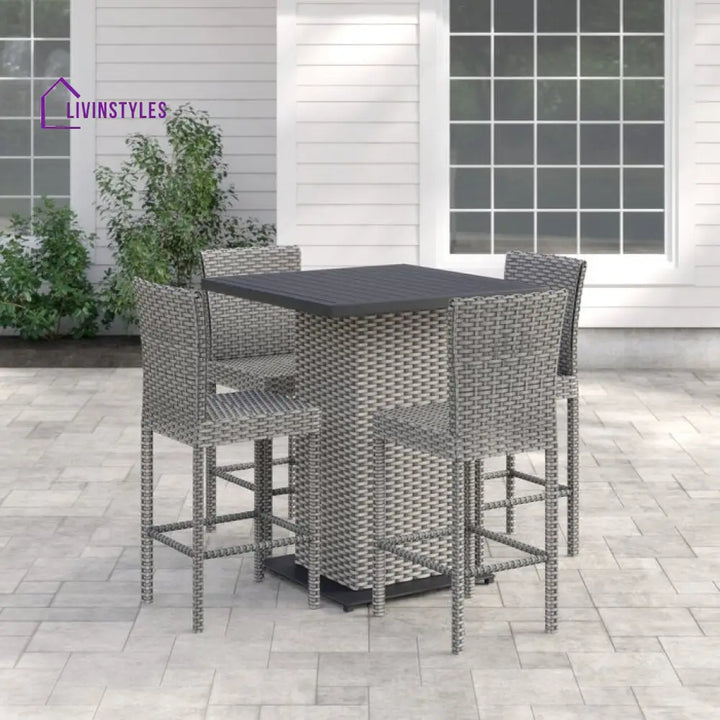 Chino Outdoor Patio Bar Sets 4 Chairs and 1 Table (Silver) - Bar Sets
