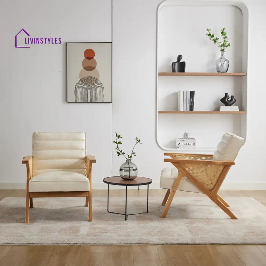 Chiraya Solid Wood and Fabric Arm Chair | Living Room Chair | Lounge Chair
