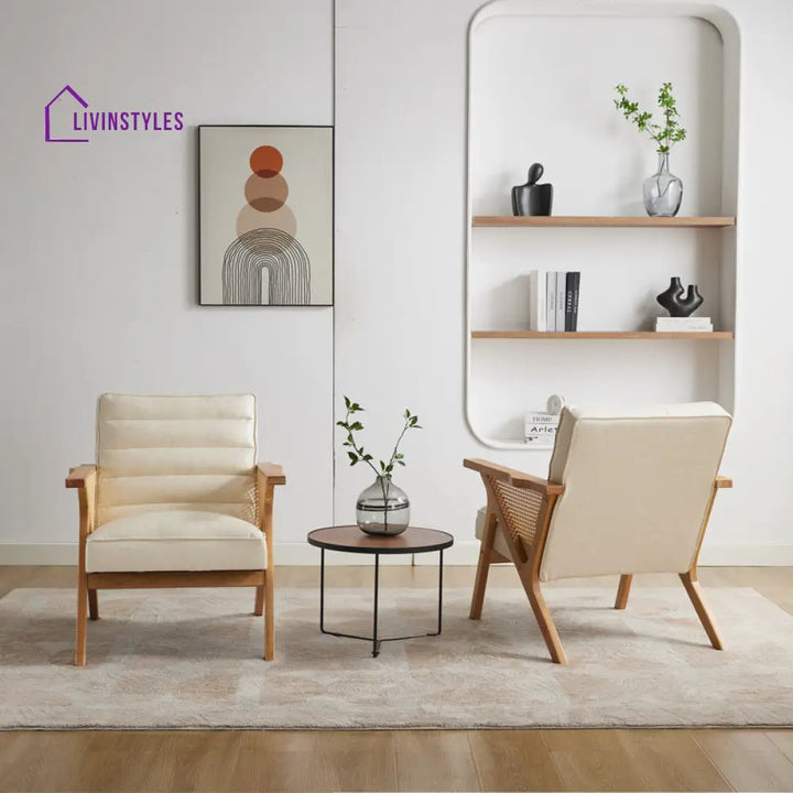 Chiraya Solid Wood and Fabric Arm Chair | Living Room Chair | Lounge Chair
