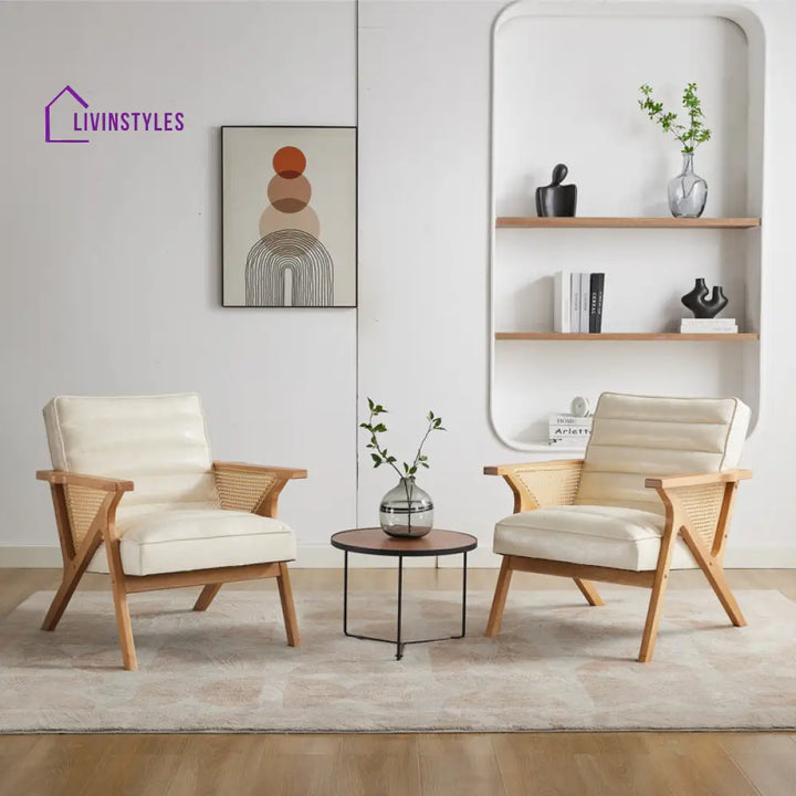 Chiraya Solid Wood and Fabric Arm Chair | Living Room Chair | Lounge Chair