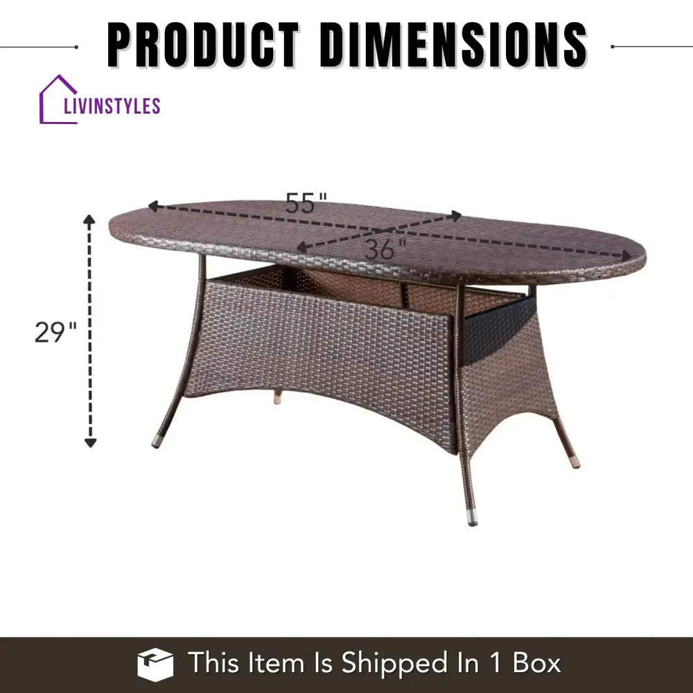 Chitra Outdoor All-Weather Rattan Wicker Round Coffee Table (Dark Brown) - Table