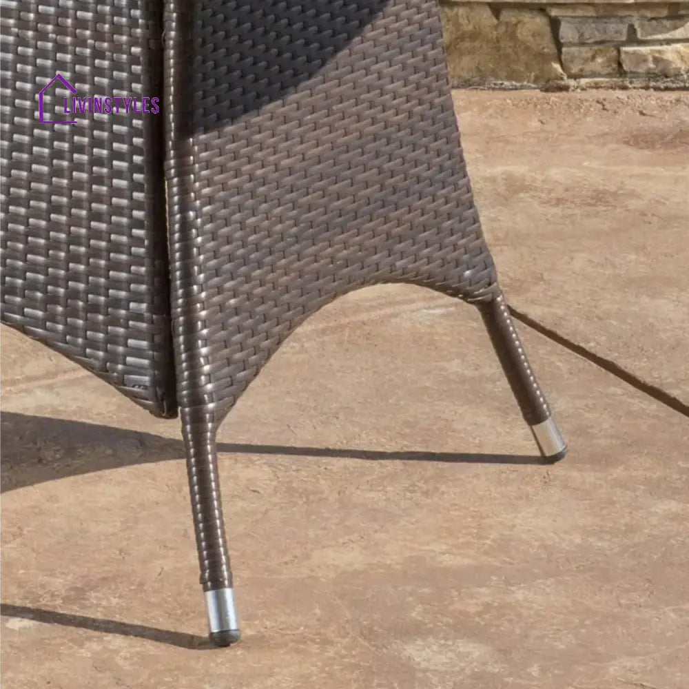 Chitra Outdoor All-Weather Rattan Wicker Round Coffee Table (Dark Brown) - Table