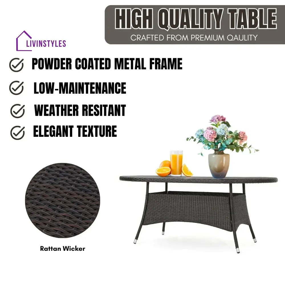 Chitra Outdoor All-Weather Rattan Wicker Round Coffee Table (Dark Brown) - Table