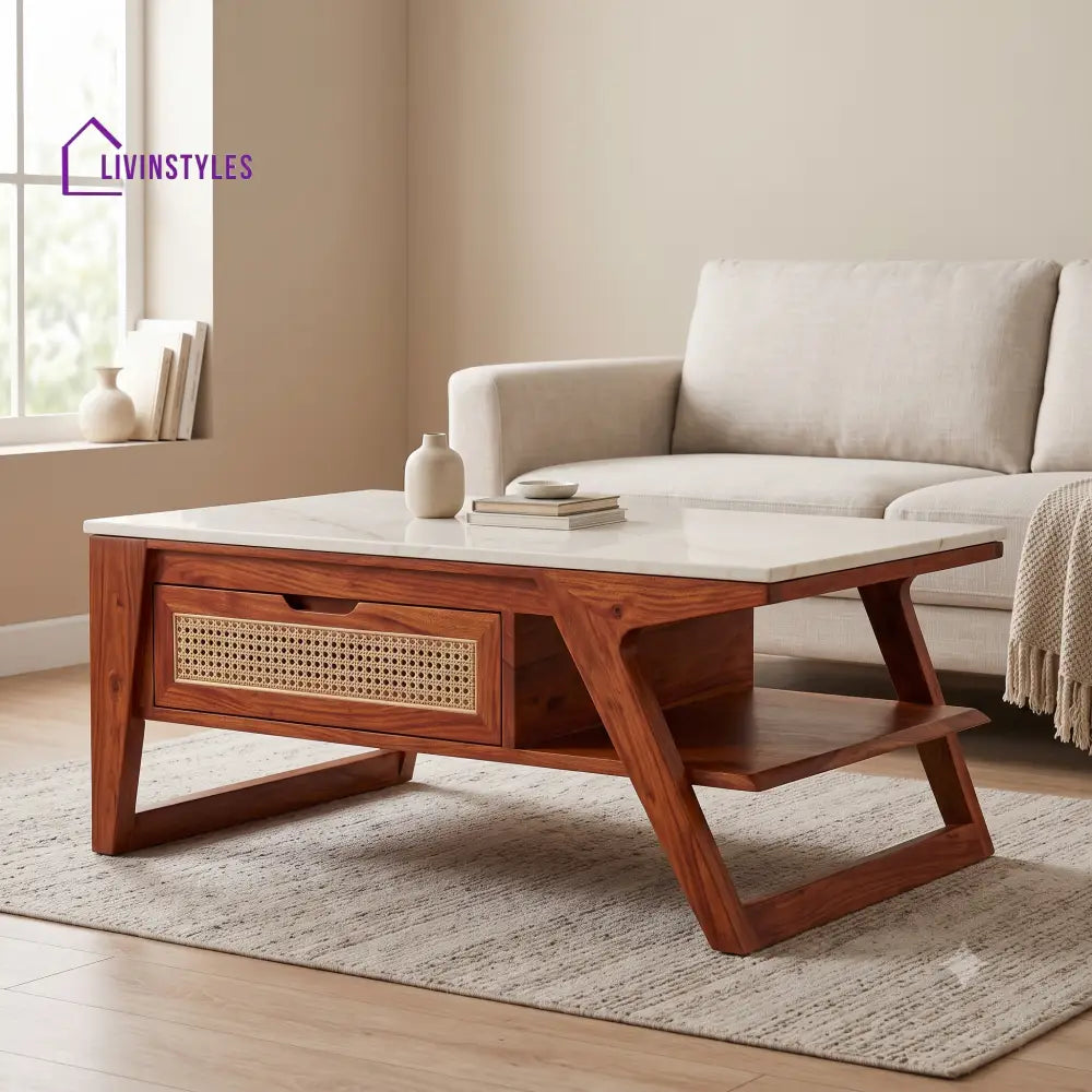 Chitra Premium Solid Wood Coffee Table for Living Room Online