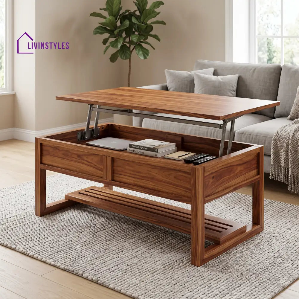 Chitra Sheesham Wood Lift Top Coffee Table for Living Room