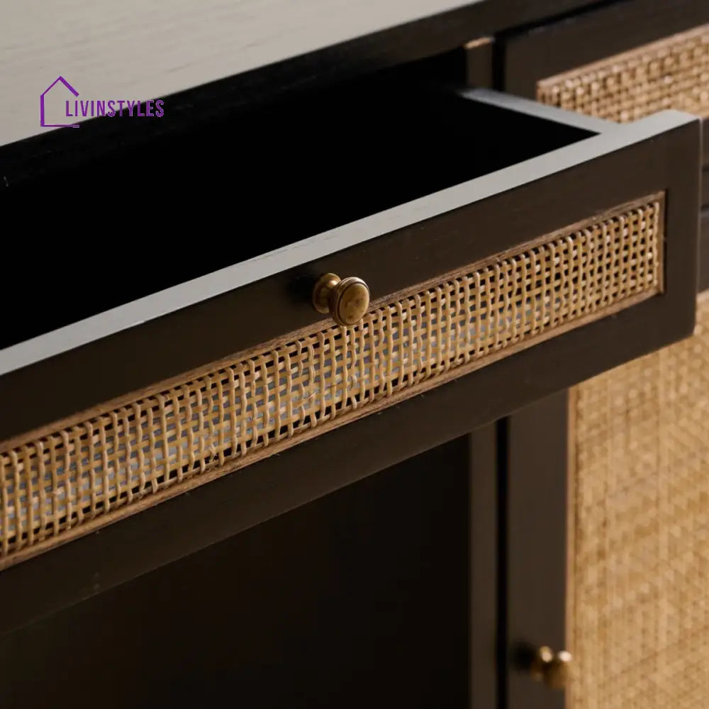Chitra Teak Wood & Rattan Iron Study Table