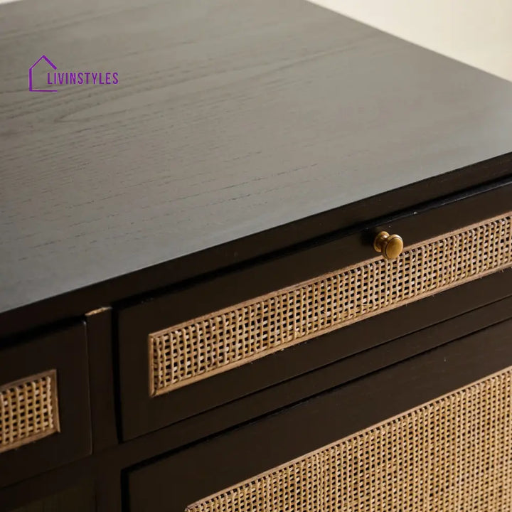 Chitra Teak Wood & Rattan Iron Study Table