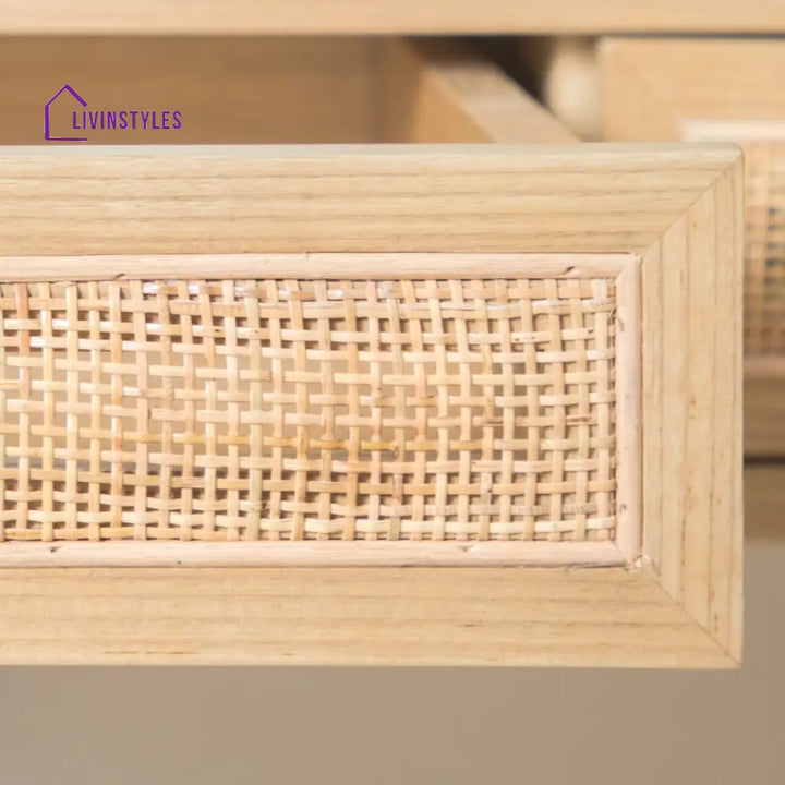 Chitra Teak Wood & Rattan Iron Study Table