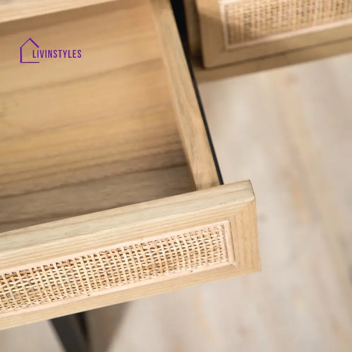 Chitra Teak Wood & Rattan Iron Study Table