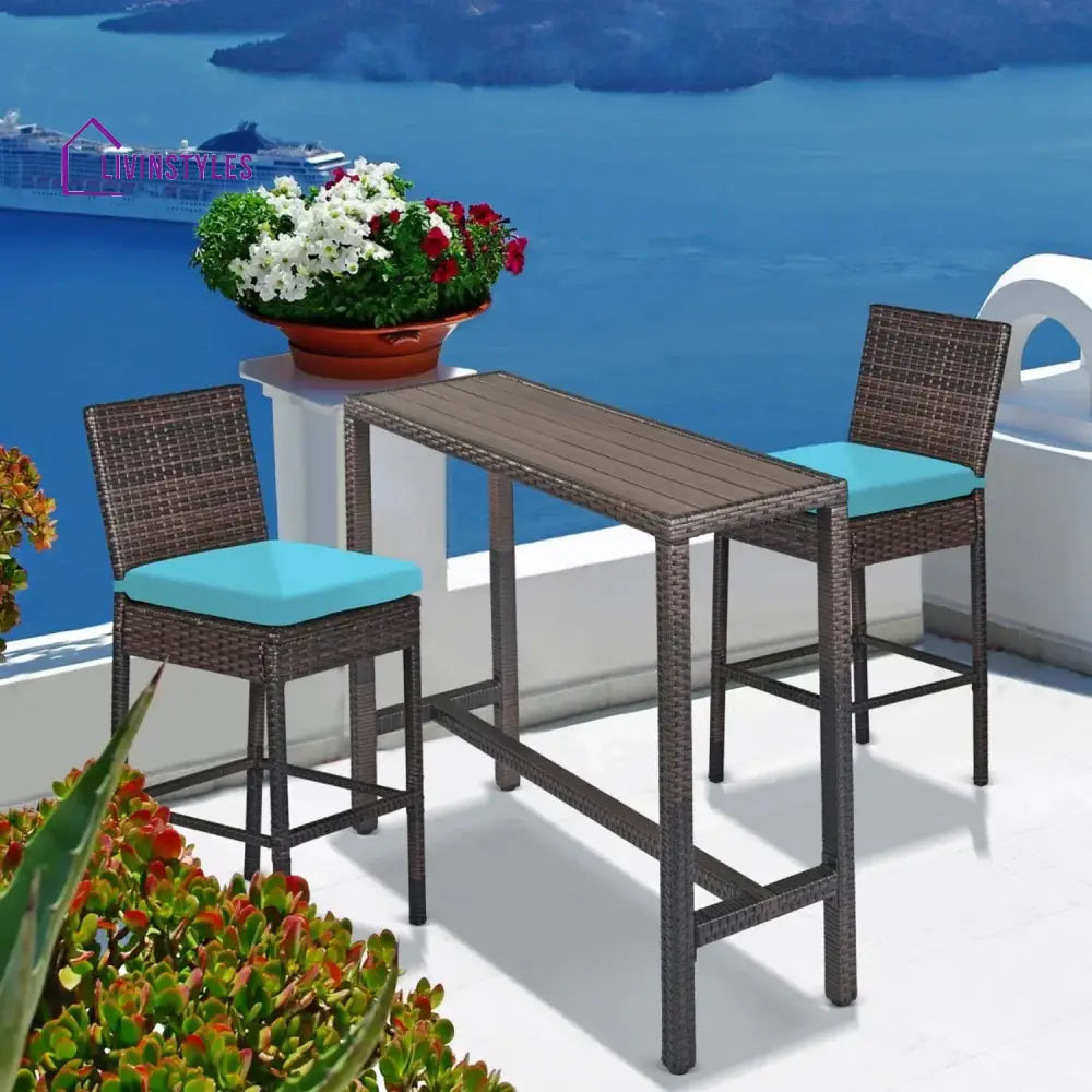 Chiyo All-Weather Rattan Wicker Bar Set with High-Top Outdoor Table & Chairs - Bar Set