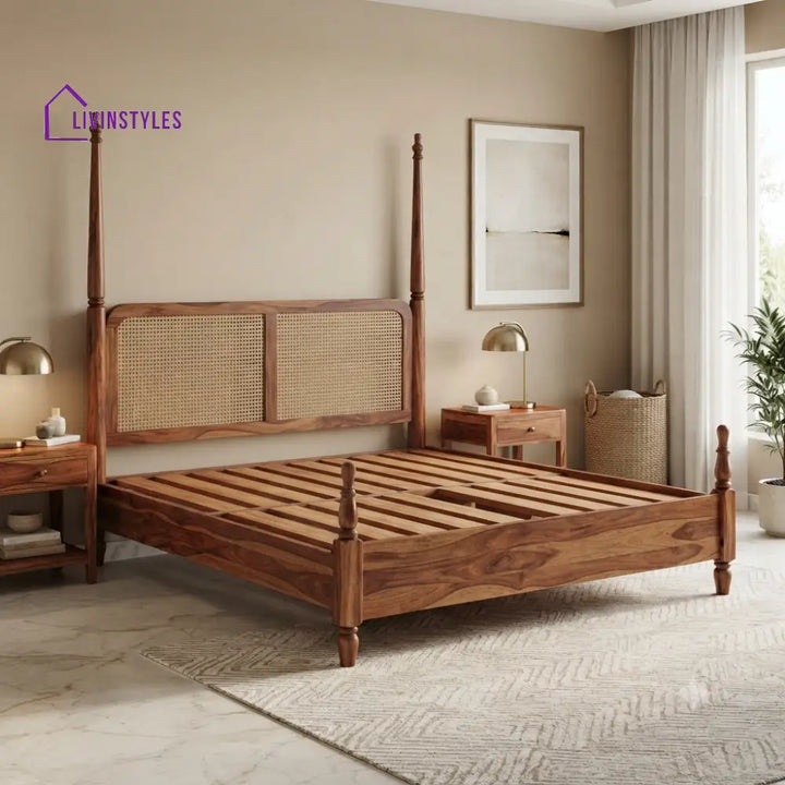 Chloe Solid Sheesham Wood Poster Bed Without Storage