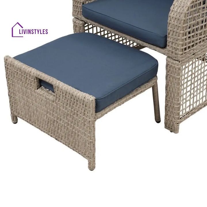 Chou OUTDOOR PATIO SEATING SET 2 CHAIRS 2 OTTOMAN AND TABLE SET (BROWN) - Coffee Table Sets
